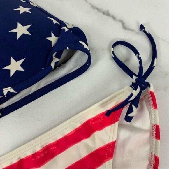 American Flag Two Piece Push-Up Padded Bikini Size Small - Picture 5 of 12